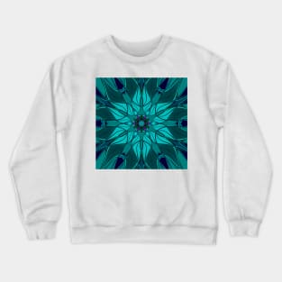 Cartoon Mandala Flower Blue Crewneck Sweatshirt